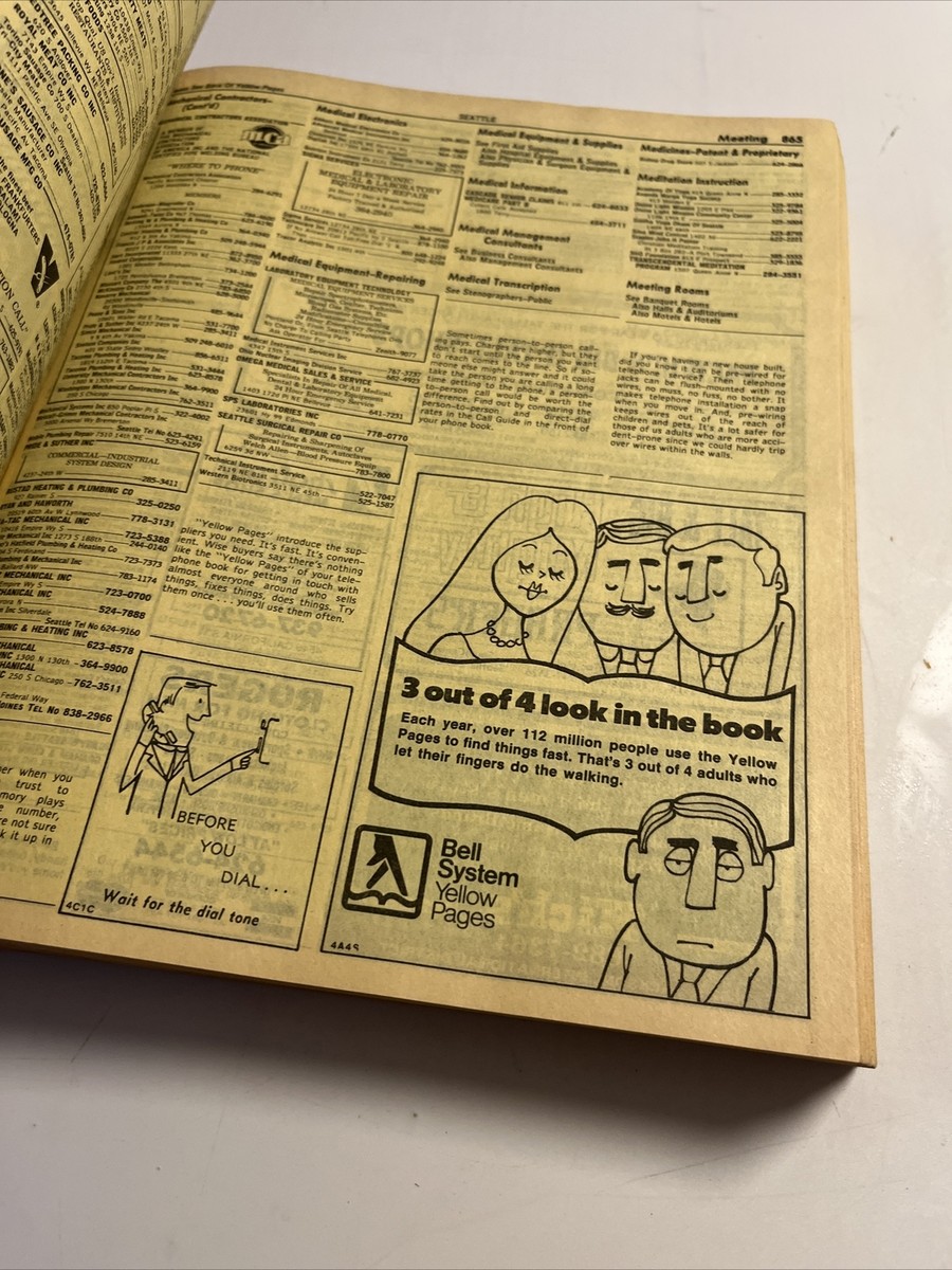 yellow pages 創刊号 77 Vintage 1980 / 81 Seattle Pacific NW Bell Phonebook Yellow
