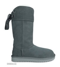 Koolaburra by UGG Andrah Tall Stone Grey Suede Fur Boots Womens Size 7 -NIB-