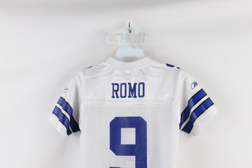 Vtg Reebok Boys Small Distressed Tony Romo Dallas Cowboys Football Jersey White - Picture 12 of 13
