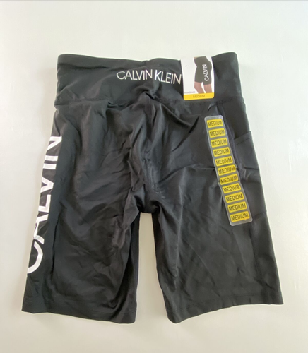 Womens Calvin Klein Bike Shorts Cycle Medium Black 9" Inseam Pull On - Picture 20 of 21
