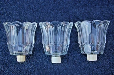 Set of 3 HOMCO Home Interiors ~ PANELED Clear Glass ~ Peg VOTIVE Candle Holders