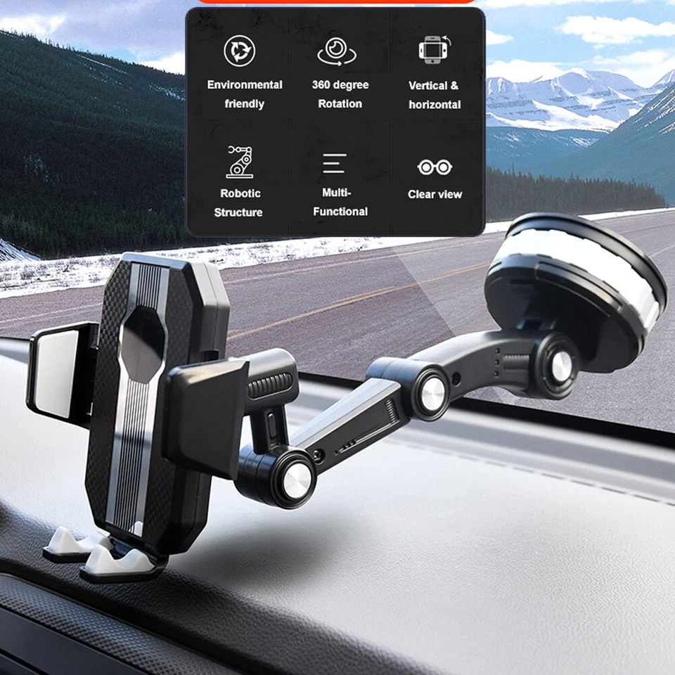 Car Dash GPS Phone Holder Suction Cups 360° Rotation Dashboard Windshield Mount Foto 2 de 4