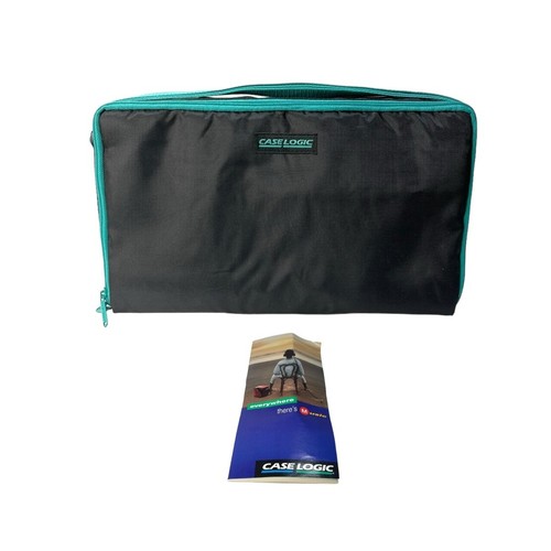 Vintage Case Logic 30 Cassette Tape Black & Teal Carrying Case Bag Holder