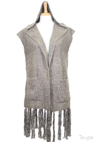Anthropologie Style Women Hooded Vest Wrap Fringe with Pocket - Picture 8 of 15