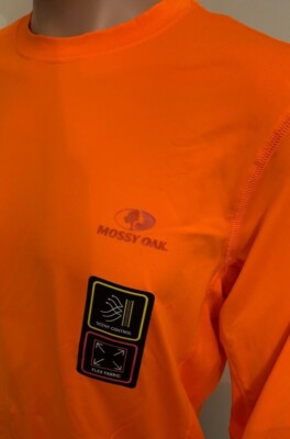 Mossy Oak Blaze Orange Men Long Sleeve Performance Shirt S 34-36