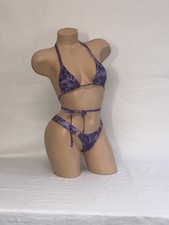 exotic dancewear Purple Cheetah Triangle Top With The Long Bottom