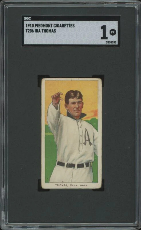 1909 T206 IRA THOMAS NNO POOR PIEDMONT 350 SGC 1 BASEBALL PHILADELPHIA ATHLETICS