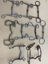 9 Lot Weighted Show Snaffle Curb Western Horse Headstall Bridle Bit Cowboy Tack
