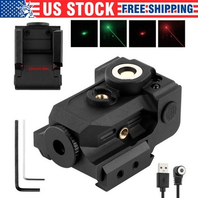 Rechargeable Tactical Compact Red Green Dot Laser Sight for 20-22mm Rail USB New