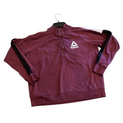Reebok Color Block Quarter Sweatshirt Burgundy Black & White XL Women s 