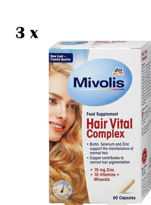 3x Mivolis Vitaminkomplex für Haare, 60 Kapseln x3 pro 1 Bestellung Made in G...