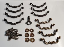 Messing Möbelgriffe 3 tlg. ca. 80 x 25 mm und 95 x 35 mm Schubladen Antik Retro