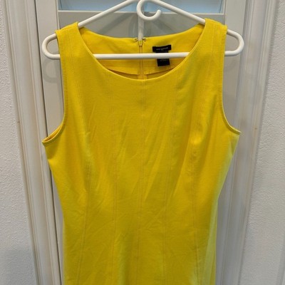 Ann Taylor Sleeveless Sheath Dress Bright Yellow Pintuck Career Size 10