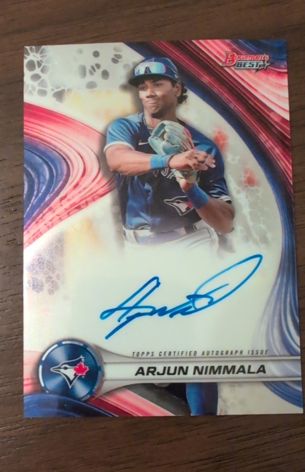 2024 Bowman's Best Best of 2024 On Card Autographs Arjun Nimmala Refractor Jays