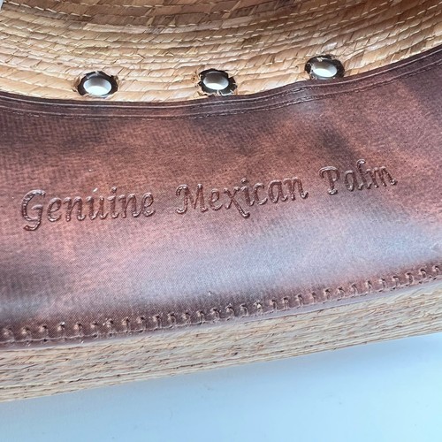 Charlie 1 Horse Cowboy Hat Burned Comanche B Genuine Mexican Palm Straw 7 1/4 - Picture 7 of 9