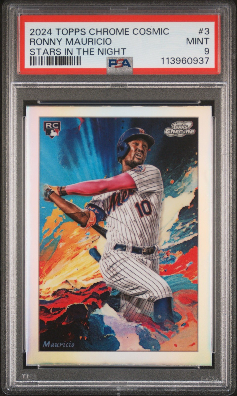 PSA 9 2024 Topps Chrome Cosmic #STN-3 Ronny Mauricio Stars In The Night Mets