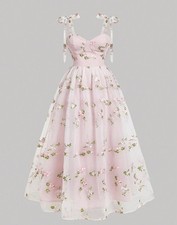 Shein Pink With Flowers Lace Maxi  Dress Bustier Style XL