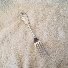 G H Lewis coin silver SALAD FORK Olive Variant no monogram 6"