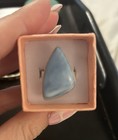 Huge Blue Chalcedony Gemstone Sterling Silver 925 Ring Size 6 Artisan Boho Chic — photo 2