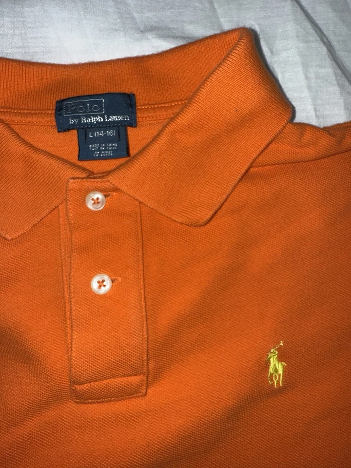Ralph Lauren Orange 100% Cotton Polo T-Shirt Size Kids L 10-12 - Image 2 of 3