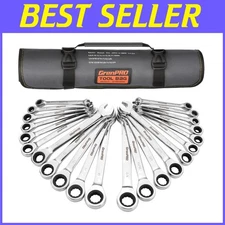 Combination Wrench Set, 72T Long Open End, 22-Piece