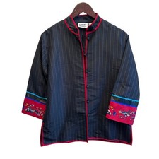 Vintage Chico  s Design Silk Mandarin Jacket Size 1  M/L 