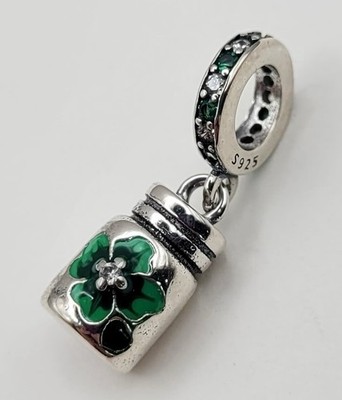 925 Sterling Silber 4 Blatt Kleeblatt Glas Charm Anhänger für Armband oder Halskette