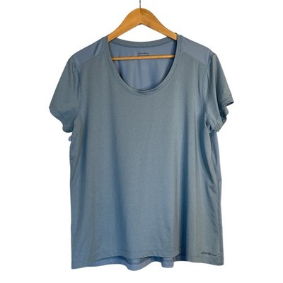 Eddie Bauer Women's Two Tone Free Cool Pro Stretch Pullover T-Shirt Size XL Blue