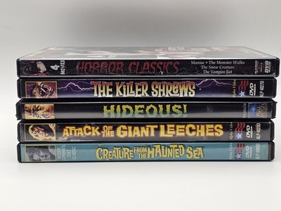 Classic Horror Movie Dvd Lot Of 5 Alpha Video Leeches Creature Hideous Shrew