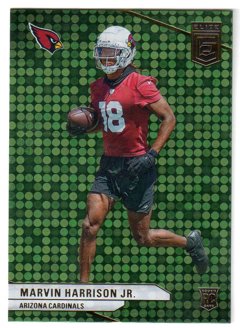 2024 Panini Donruss Elite #182 MARVIN HARRISON JR 'GREEN DISCO' RC! CARDINALS