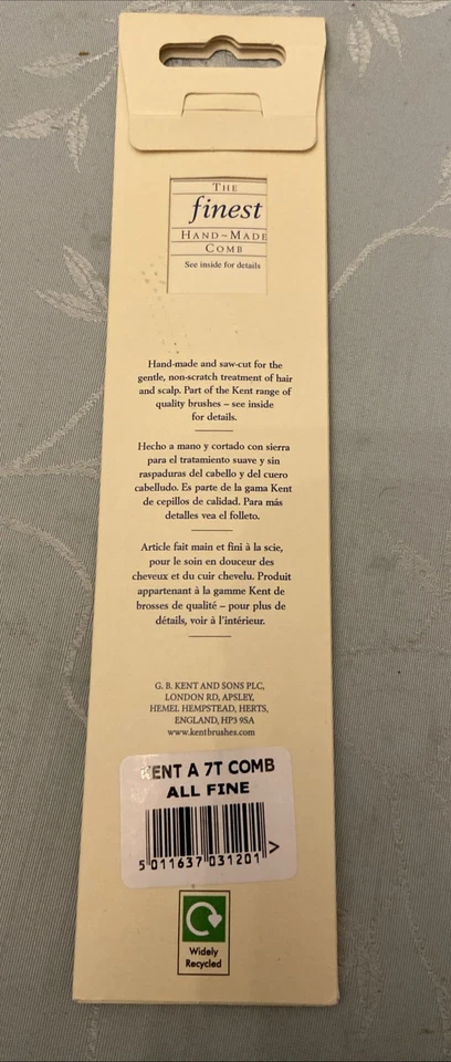 "Peine marrón carey Kent hecho a mano 7T todo diente fino 5 1/2""" Foto 2 de 2