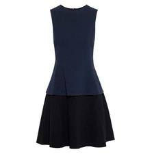 OSCAR DE LA RENTA Layered Two Tone Wool Blend Crepe Size 8 Dress