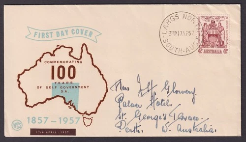 AFD6568M) Australia 1957 4d Responsible Government on Wesley FDC. Addressed.