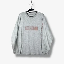 Vintage Abercrombie & Fitch LS T Shirt Mens L Grey Box Logo Script Sleeve Retro
