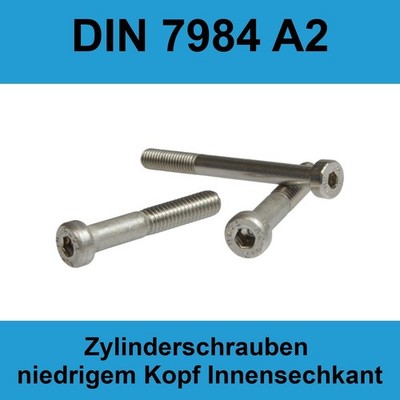 M10 DIN 7984 A2 Zylinderkopfschraube niedriger Kopf Innensechskant Edelstahl V2A