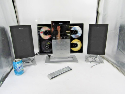 Vintage Philips MCM298/37 Stereo 4-CD Player with Speakers & Remote Tested