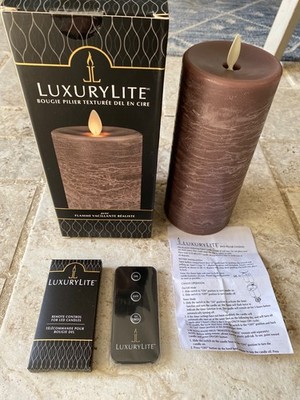 Ganz Luxurylite LED Textured Wax Pillar Candle Gray 3  x 7 with Remote Control.