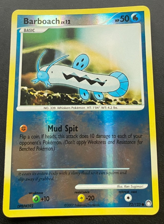 Barboach 72/123 Reverse Holo Mysterious Treasures Pokemon Card LP