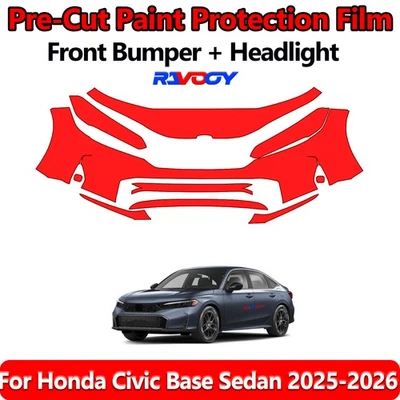 8.5Mil PreCut Front Bumper PPF Kit Film For Honda Civic Base Sedan 2025-2026 - Image 1 of 4