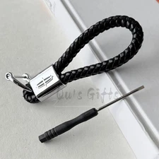 Lincoln Logo Black Weave Calf Leather Keychain US Seller Free Shipping
