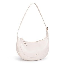 Vegan Leather Crossbody Fashion Shoulder Bag Purse with Crescent-beige
