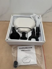 Mini Massage Gun Deep Tissue Fan Type With 4 Attachments And Charging Cable New