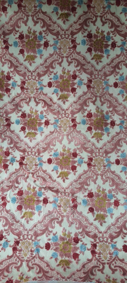 Tissu JACQUARD d'Ameublement 1,40×1,32 Mètre Motif Baroque Fleuri en Relief ROSE - Photo 2/4