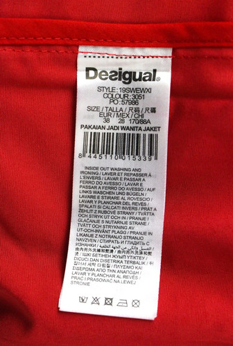 DESIGUAL Chaqueta Roja Snap Para Mujer EU38 Mezcla De Algodón Capa Ligera - Imagen 6 de 8