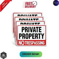4 Pack Large No Trespassing Signs Private Property, 8X12 Inch Rust Free Aluminum