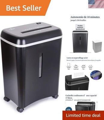 Black 8-Sheet Micro Cut Shredder - Super Quiet Operation with Waste Bin
