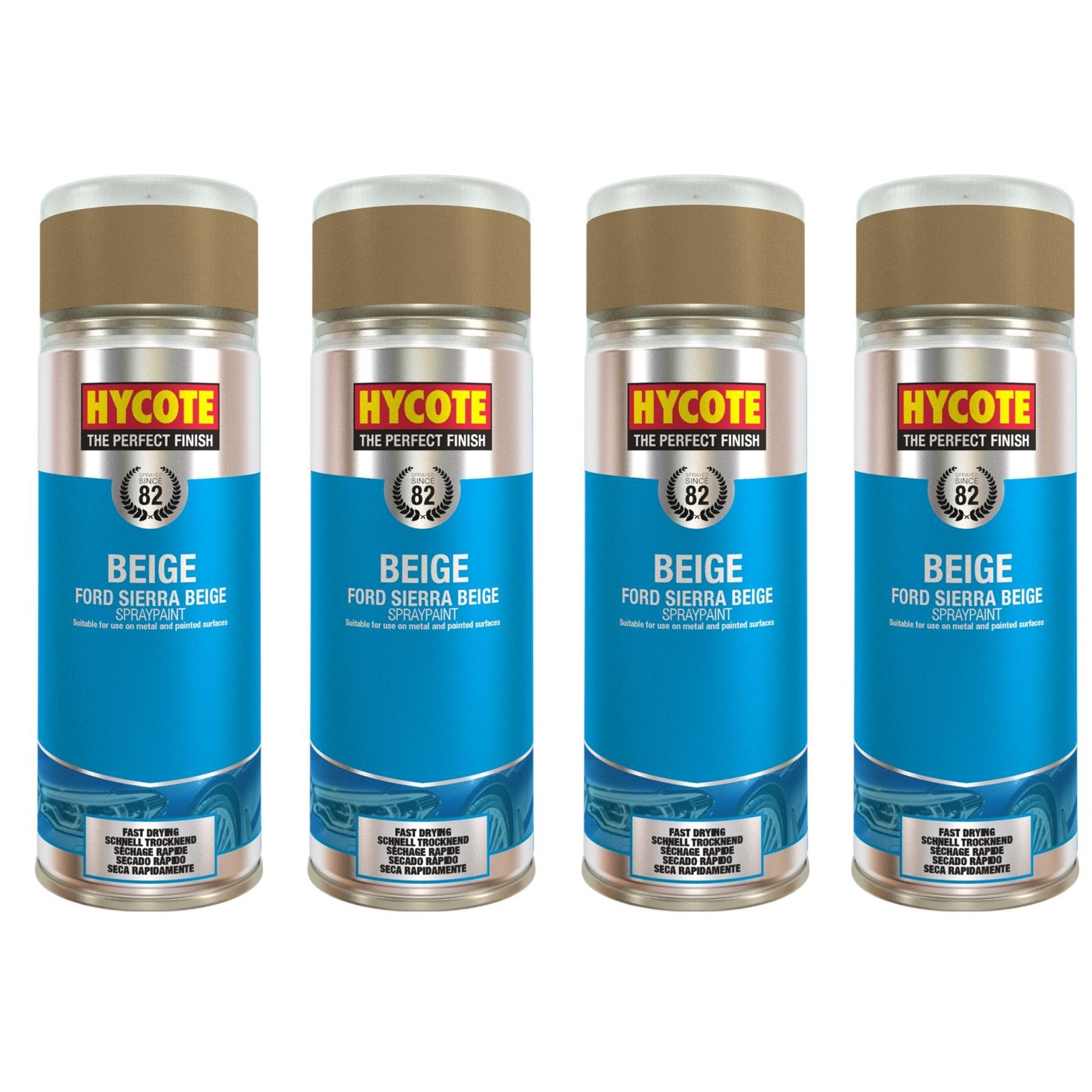 Hycote Colour Spray Paint XUK1027 Ford Sierra Beige 400ml x 4