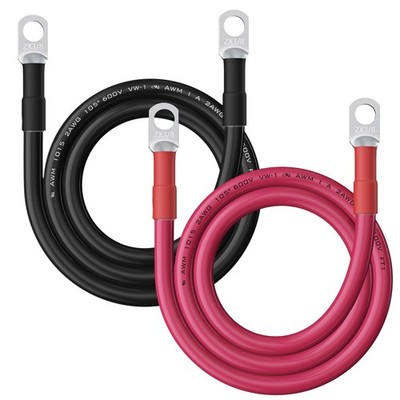 2AWG Battery Cable 3/8 inch Lugs Both Ends UL Power Inverter Wire Set Red +