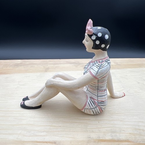 Bathing Beach Beauty Figurines Ceramic Set of 3 Matte Art Deco 1920s Pastels - Picture 5 of 24