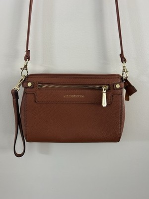Liz Claiborne Elly Convertible Crossbody Bag in Brown Faux Pebble Leather Purse